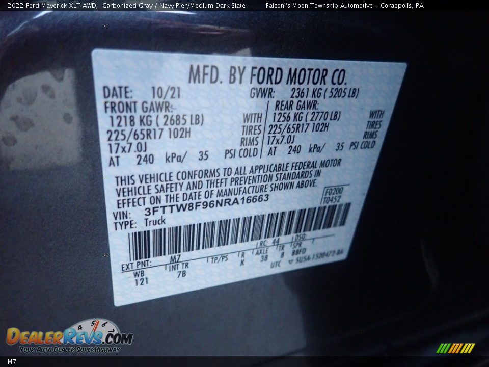 Ford Color Code M7 Carbonized Gray