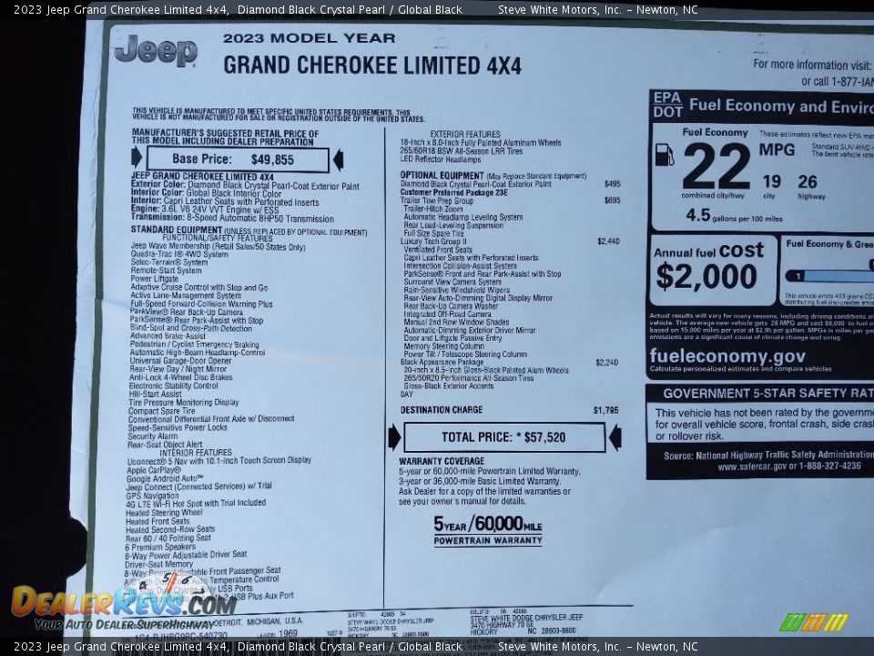 2023 Jeep Grand Cherokee Limited 4x4 Diamond Black Crystal Pearl / Global Black Photo #32