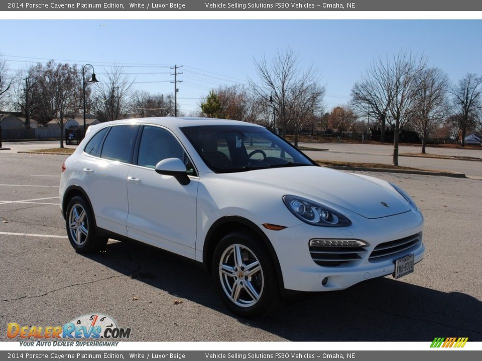 2014 Porsche Cayenne Platinum Edition White / Luxor Beige Photo #2