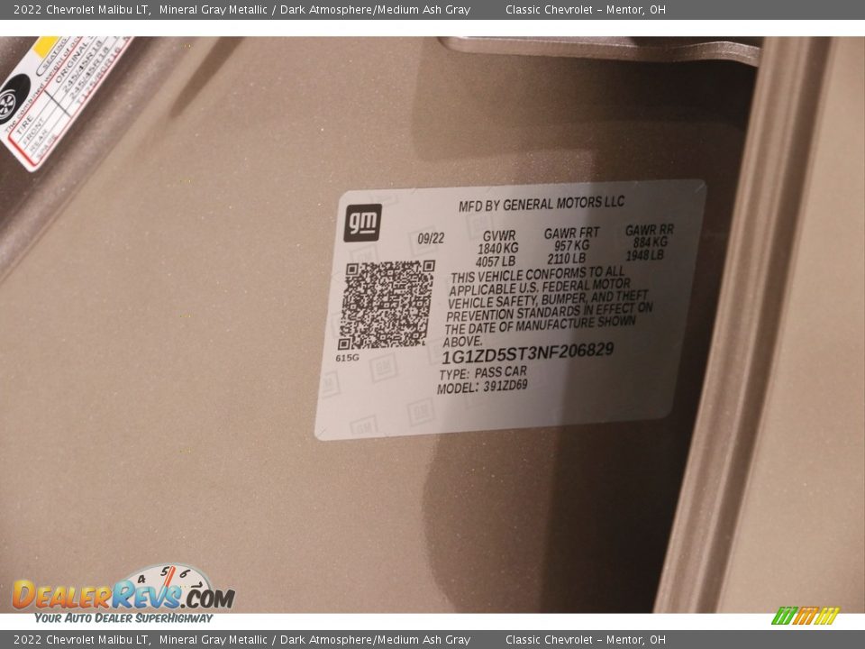2022 Chevrolet Malibu LT Mineral Gray Metallic / Dark Atmosphere/Medium Ash Gray Photo #22