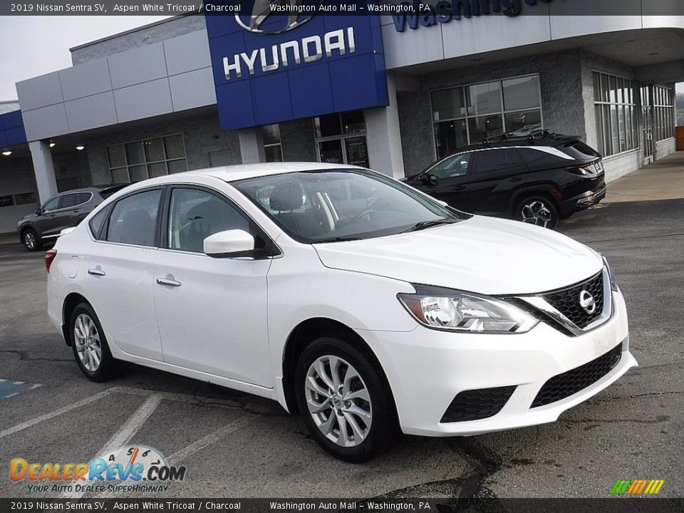 2019 Nissan Sentra SV Aspen White Tricoat / Charcoal Photo #1