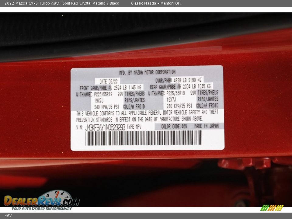 Mazda Color Code 46V Soul Red Crystal Metallic