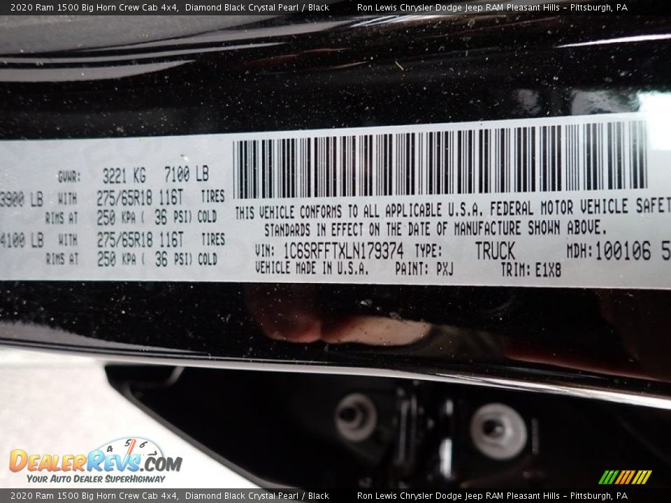 2020 Ram 1500 Big Horn Crew Cab 4x4 Diamond Black Crystal Pearl / Black Photo #15