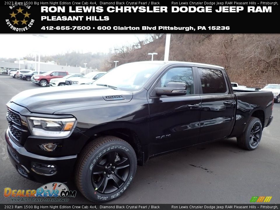 2023 Ram 1500 Big Horn Night Edition Crew Cab 4x4 Diamond Black Crystal Pearl / Black Photo #1