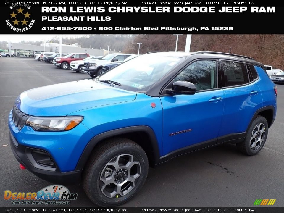 2022 Jeep Compass Trailhawk 4x4 Laser Blue Pearl / Black/Ruby Red Photo #1
