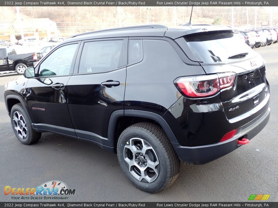 2022 Jeep Compass Trailhawk 4x4 Diamond Black Crystal Pearl / Black/Ruby Red Photo #3