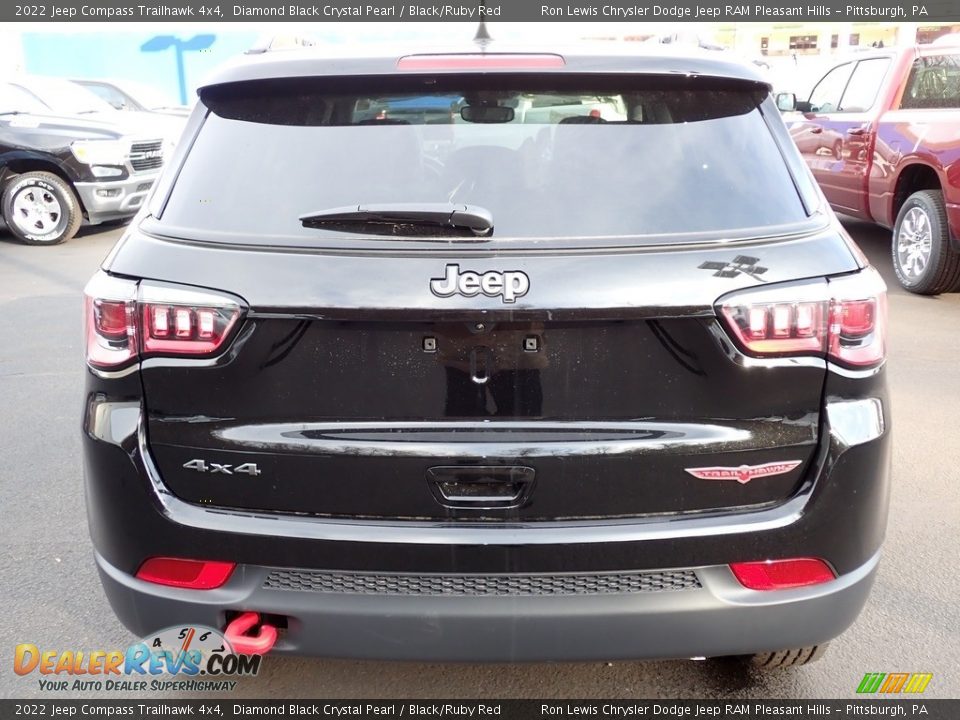 2022 Jeep Compass Trailhawk 4x4 Diamond Black Crystal Pearl / Black/Ruby Red Photo #4