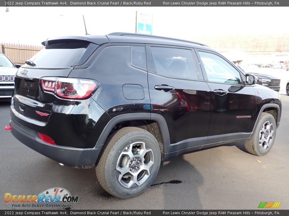 2022 Jeep Compass Trailhawk 4x4 Diamond Black Crystal Pearl / Black/Ruby Red Photo #6