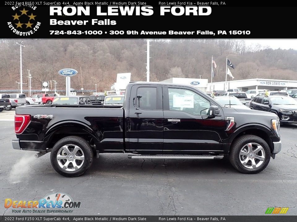 2022 Ford F150 XLT SuperCab 4x4 Agate Black Metallic / Medium Dark Slate Photo #1