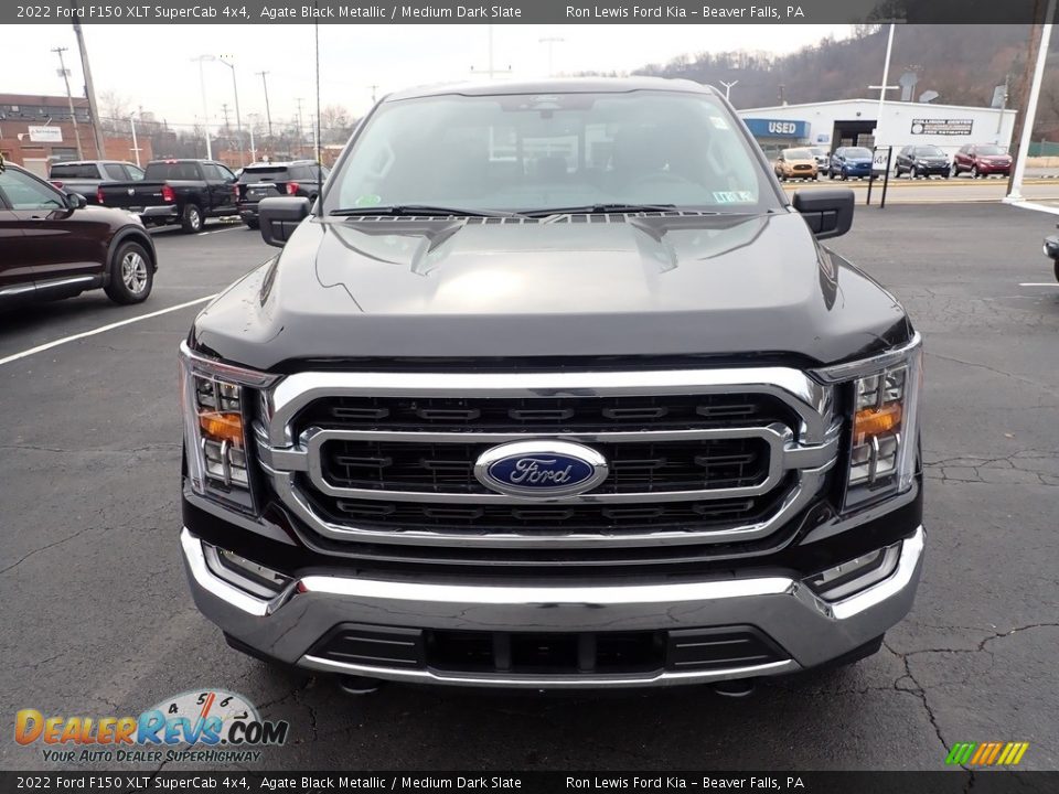 2022 Ford F150 XLT SuperCab 4x4 Agate Black Metallic / Medium Dark Slate Photo #3