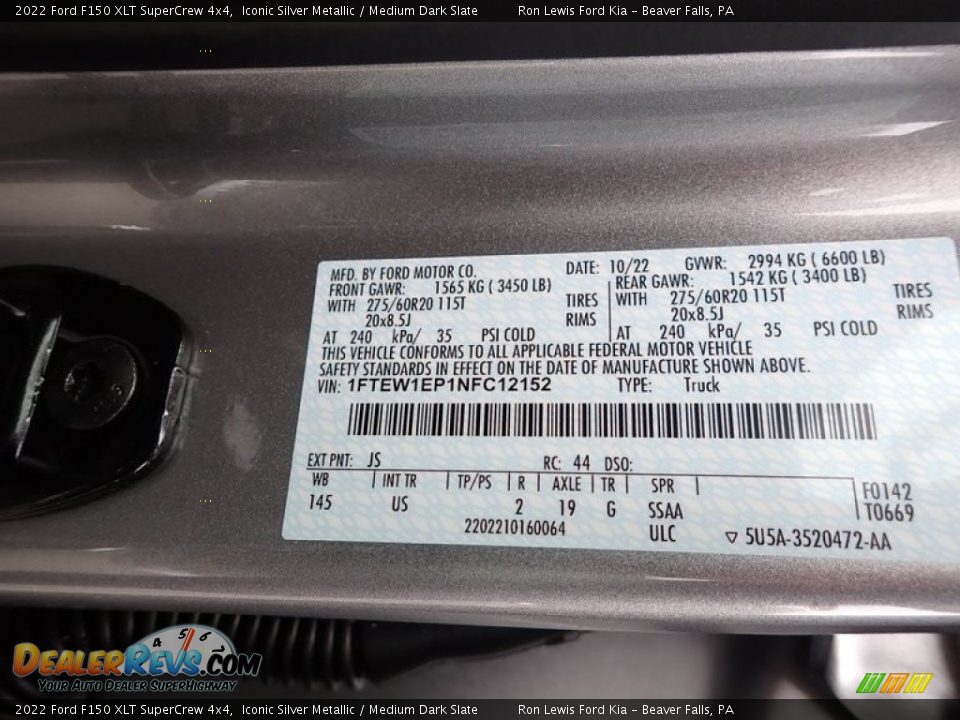 2022 Ford F150 XLT SuperCrew 4x4 Iconic Silver Metallic / Medium Dark Slate Photo #20