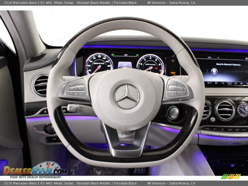 2016 Mercedes-Benz S 63 AMG 4Matic Sedan Obsidian Black Metallic / Porcelain/Black Photo #12