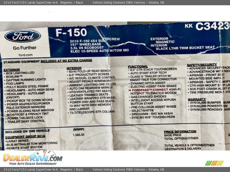 2019 Ford F150 Lariat SuperCrew 4x4 Window Sticker Photo #17