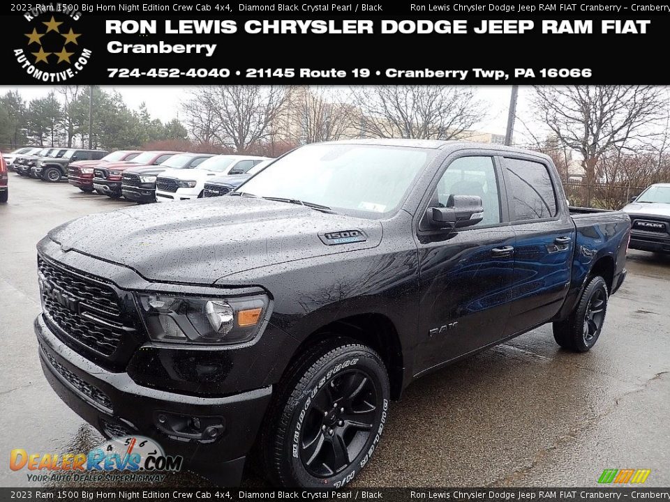 2023 Ram 1500 Big Horn Night Edition Crew Cab 4x4 Diamond Black Crystal Pearl / Black Photo #1