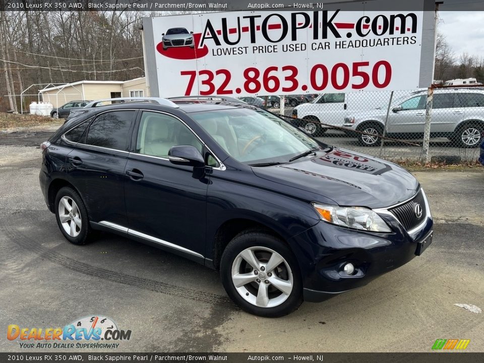 2010 Lexus RX 350 AWD Black Sapphire Pearl / Parchment/Brown Walnut Photo #1