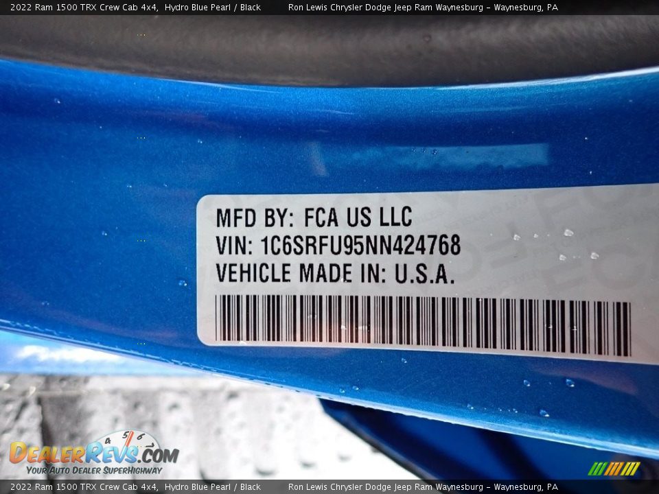 2022 Ram 1500 TRX Crew Cab 4x4 Hydro Blue Pearl / Black Photo #15