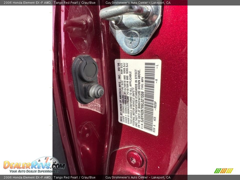 2006 Honda Element EX-P AWD Tango Red Pearl / Gray/Blue Photo #7