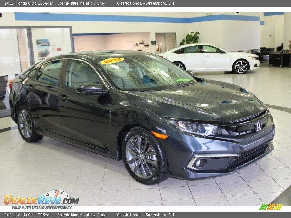 2019 Honda Civic EX Sedan Cosmic Blue Metallic / Gray Photo #3