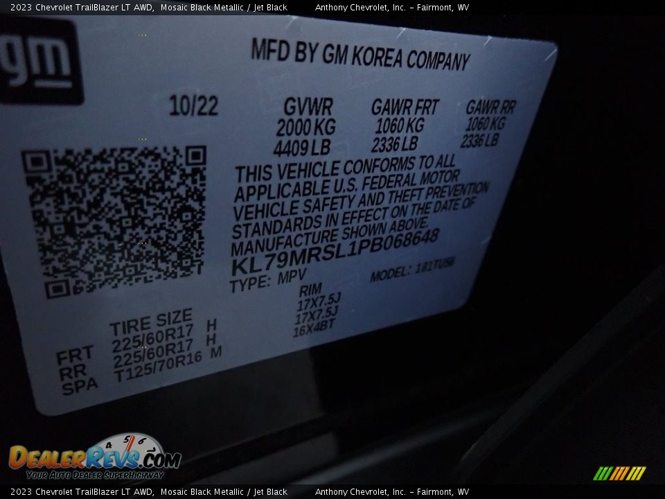 2023 Chevrolet TrailBlazer LT AWD Mosaic Black Metallic / Jet Black Photo #15