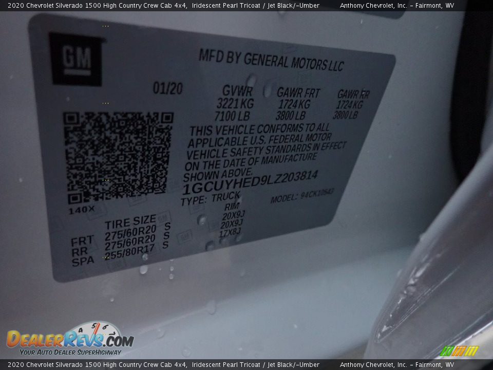 2020 Chevrolet Silverado 1500 High Country Crew Cab 4x4 Iridescent Pearl Tricoat / Jet Black/­Umber Photo #15