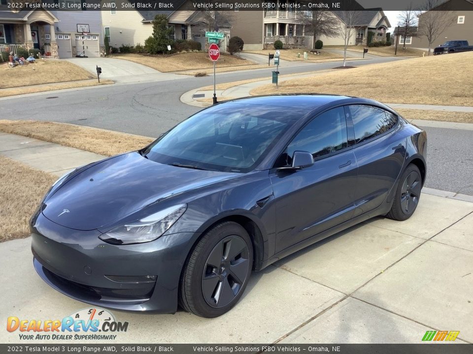 Solid Black 2022 Tesla Model 3 Long Range AWD Photo #1