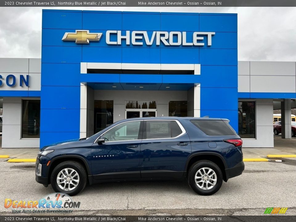 2023 Chevrolet Traverse LS Northsky Blue Metallic / Jet Black/Chai Photo #1