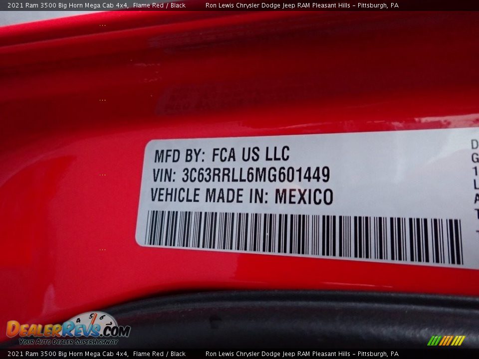 2021 Ram 3500 Big Horn Mega Cab 4x4 Flame Red / Black Photo #14