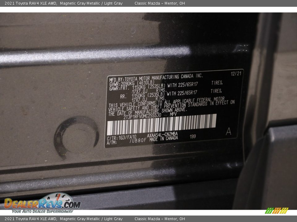 2021 Toyota RAV4 XLE AWD Magnetic Gray Metallic / Light Gray Photo #20