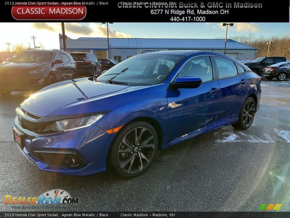 2019 Honda Civic Sport Sedan Agean Blue Metallic / Black Photo #1