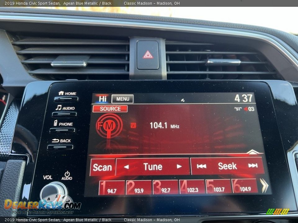 2019 Honda Civic Sport Sedan Agean Blue Metallic / Black Photo #11