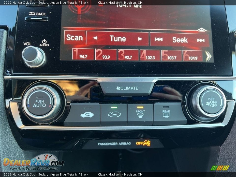 2019 Honda Civic Sport Sedan Agean Blue Metallic / Black Photo #13