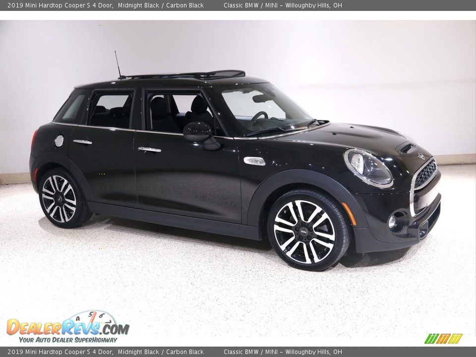 2019 Mini Hardtop Cooper S 4 Door Midnight Black / Carbon Black Photo #1