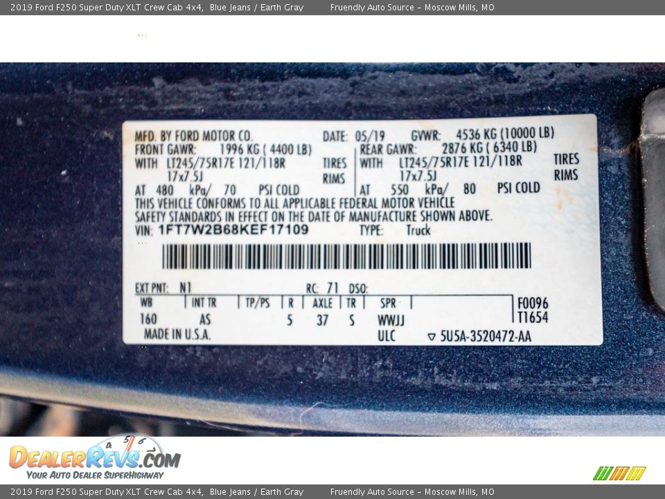 2019 Ford F250 Super Duty XLT Crew Cab 4x4 Blue Jeans / Earth Gray Photo #28