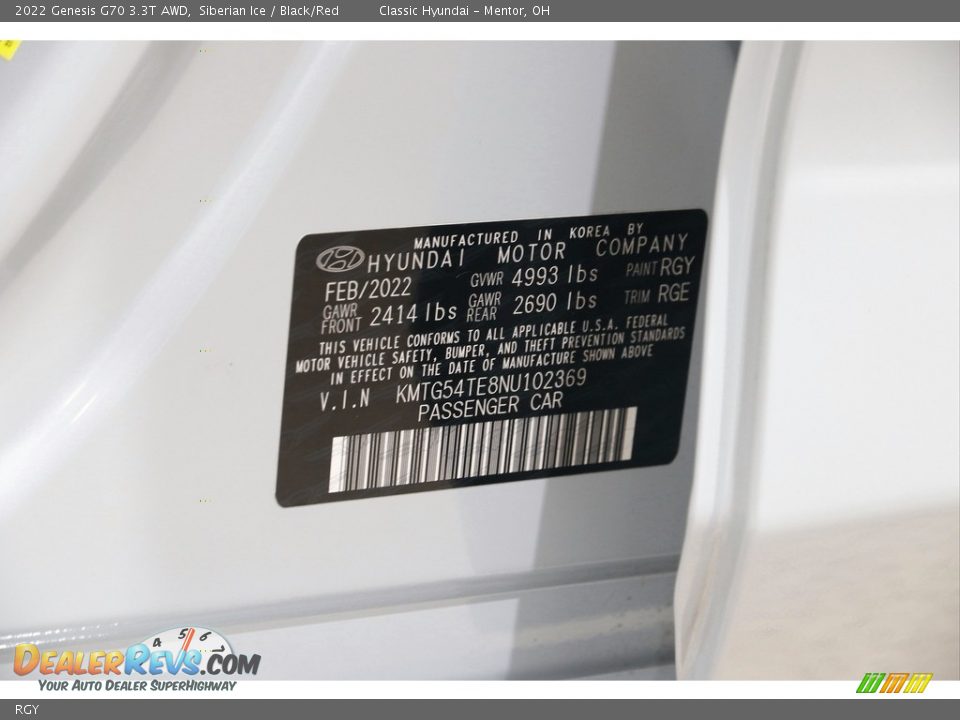 Genesis Color Code RGY Siberian Ice