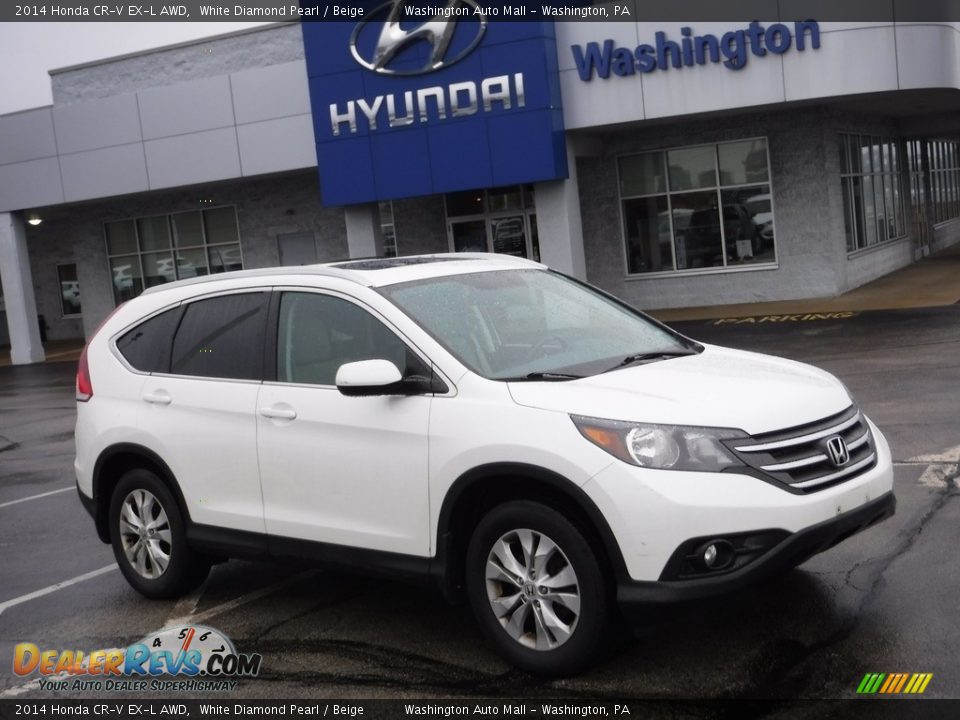 2014 Honda CR-V EX-L AWD White Diamond Pearl / Beige Photo #1