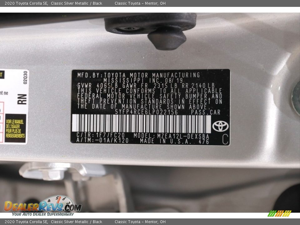2020 Toyota Corolla SE Classic Silver Metallic / Black Photo #20