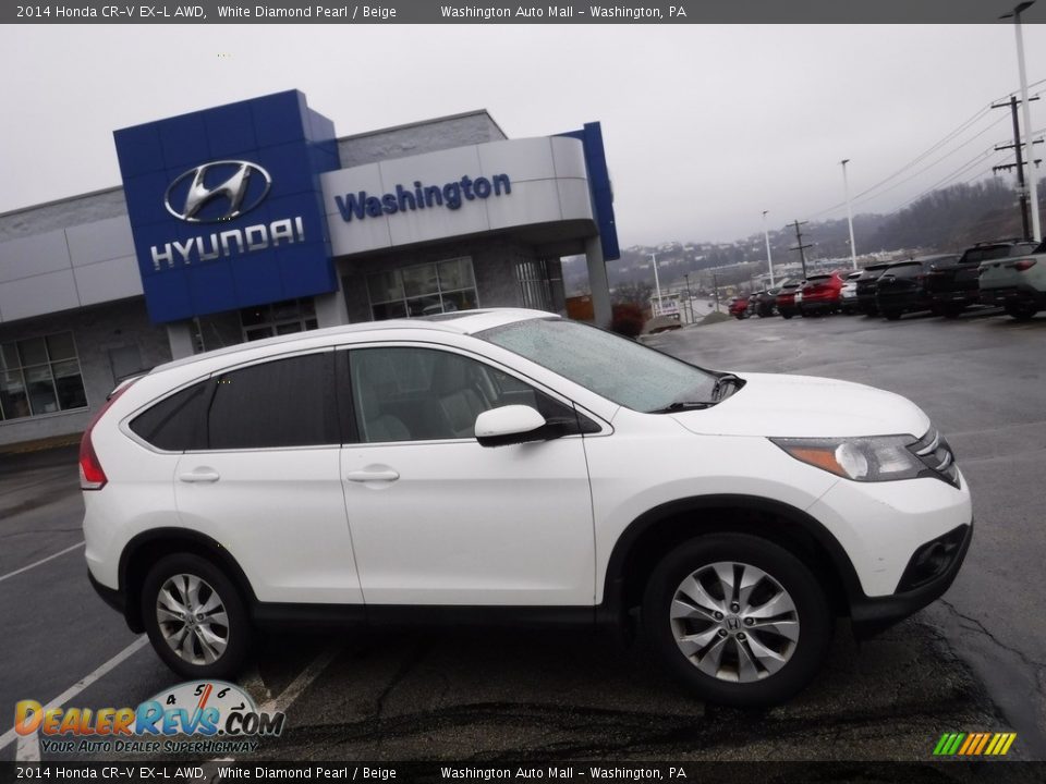 2014 Honda CR-V EX-L AWD White Diamond Pearl / Beige Photo #2
