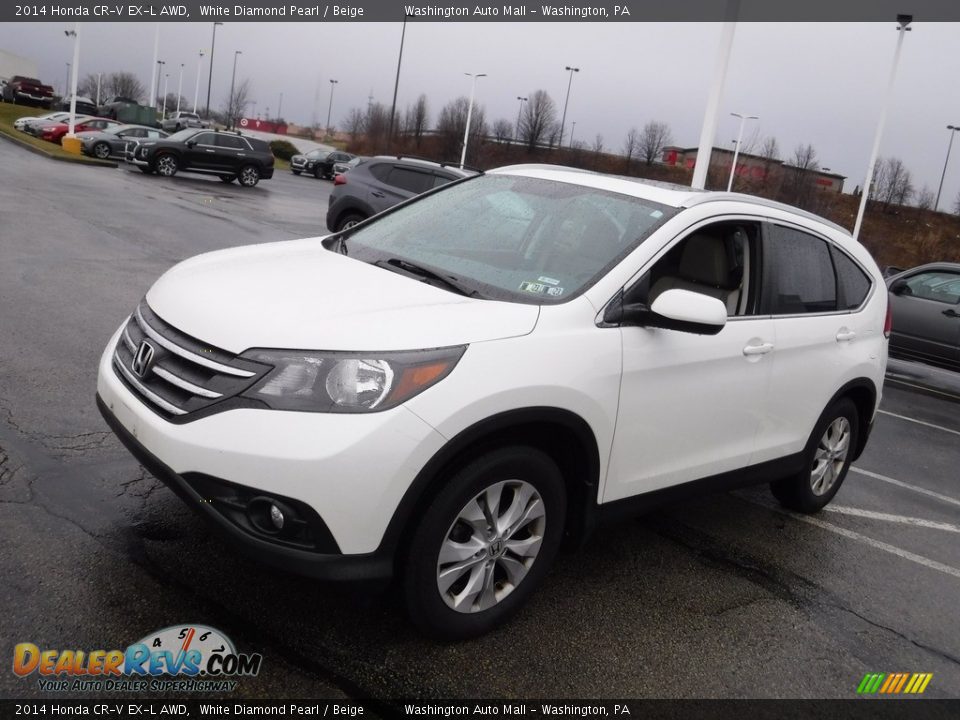 2014 Honda CR-V EX-L AWD White Diamond Pearl / Beige Photo #5