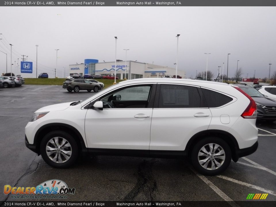 2014 Honda CR-V EX-L AWD White Diamond Pearl / Beige Photo #6