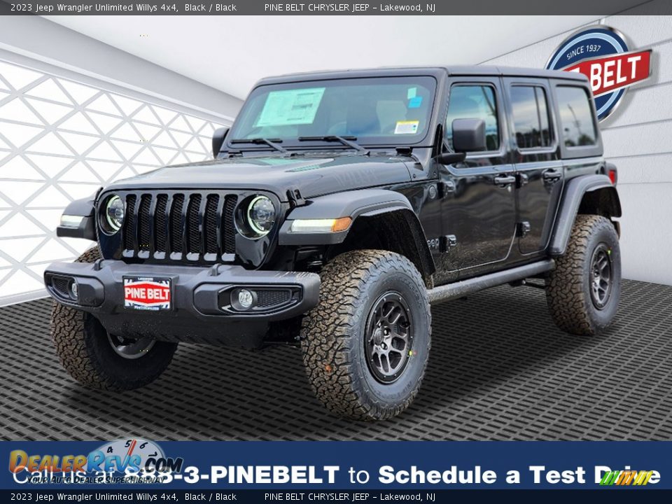 2023 Jeep Wrangler Unlimited Willys 4x4 Black / Black Photo #1