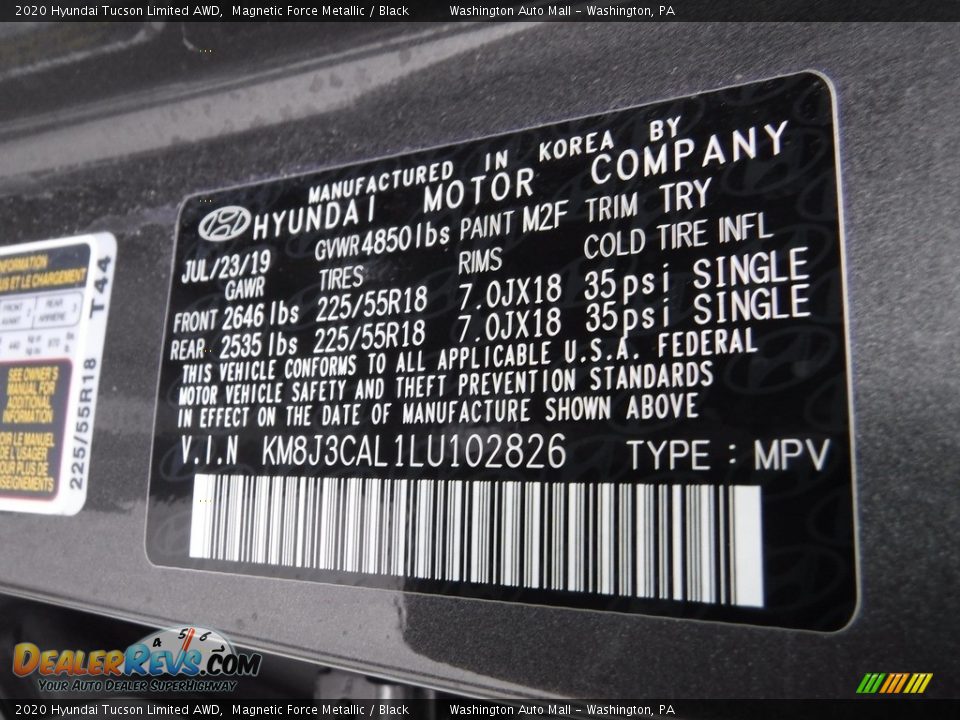 2020 Hyundai Tucson Limited AWD Magnetic Force Metallic / Black Photo #31