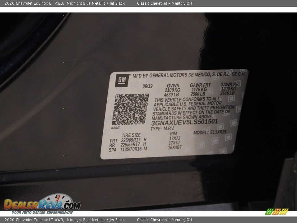 2020 Chevrolet Equinox LT AWD Midnight Blue Metallic / Jet Black Photo #22