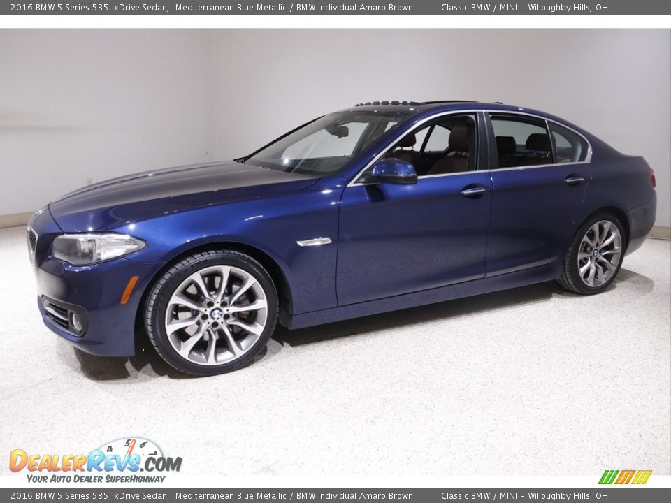 2016 BMW 5 Series 535i xDrive Sedan Mediterranean Blue Metallic / BMW Individual Amaro Brown Photo #3