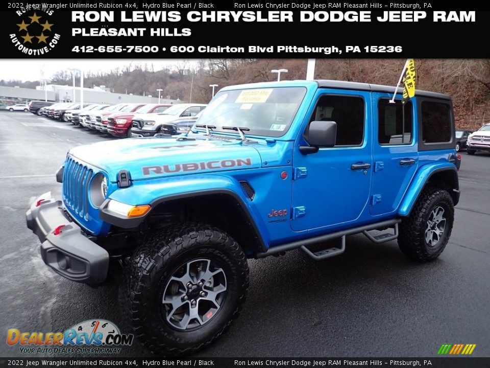 2022 Jeep Wrangler Unlimited Rubicon 4x4 Hydro Blue Pearl / Black Photo #1