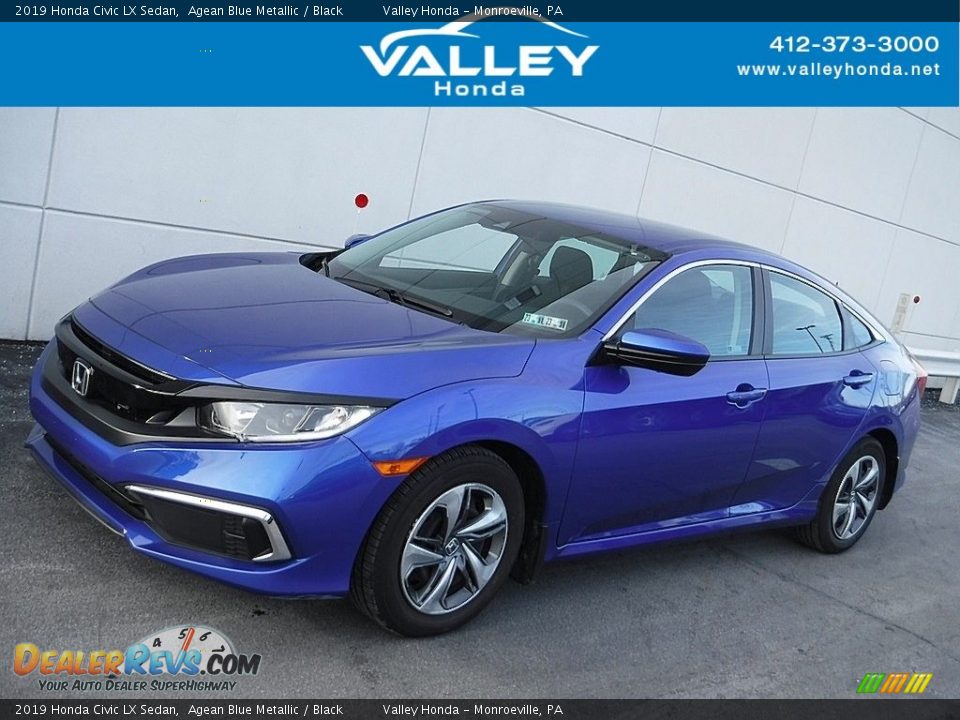 2019 Honda Civic LX Sedan Agean Blue Metallic / Black Photo #1