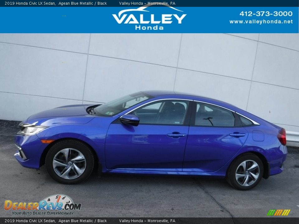 2019 Honda Civic LX Sedan Agean Blue Metallic / Black Photo #2