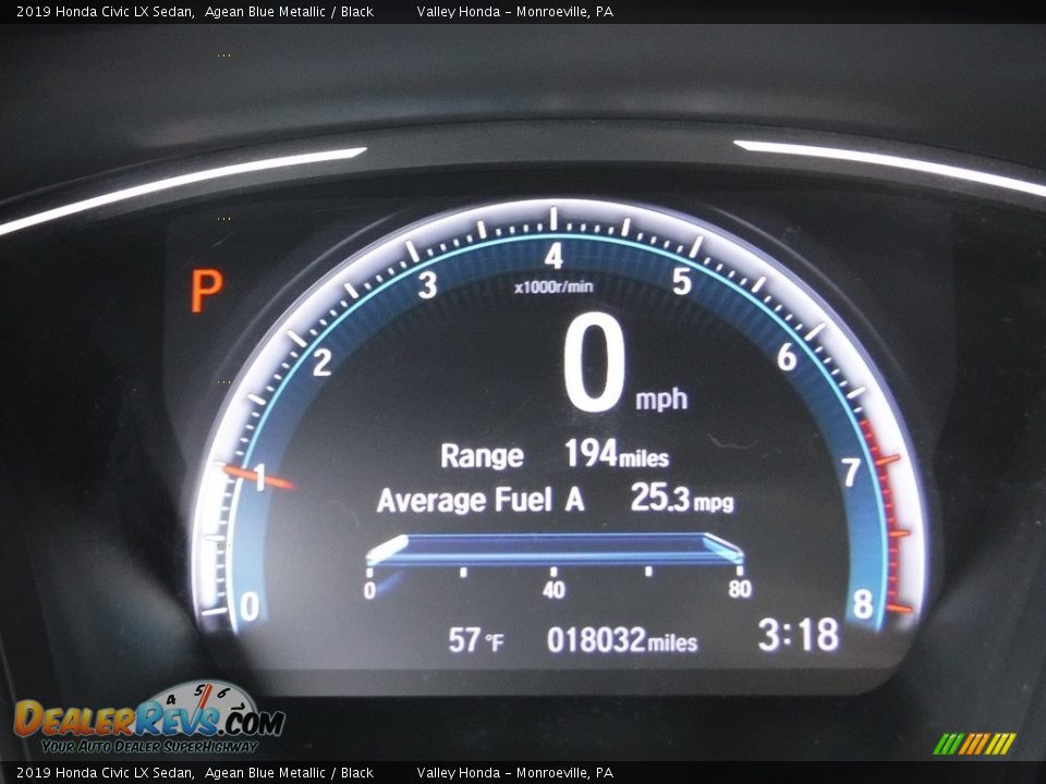 2019 Honda Civic LX Sedan Agean Blue Metallic / Black Photo #28