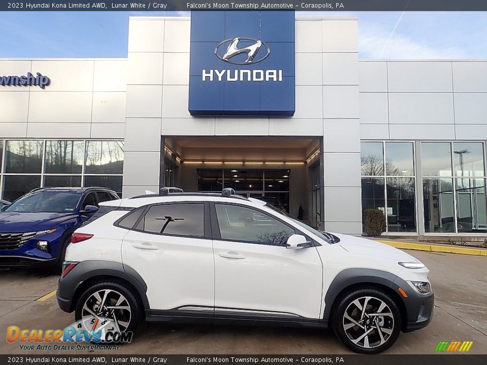 Lunar White 2023 Hyundai Kona Limited AWD Photo #1