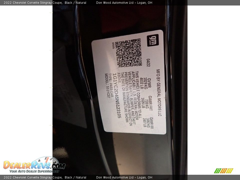 2022 Chevrolet Corvette Stingray Coupe Black / Natural Photo #34