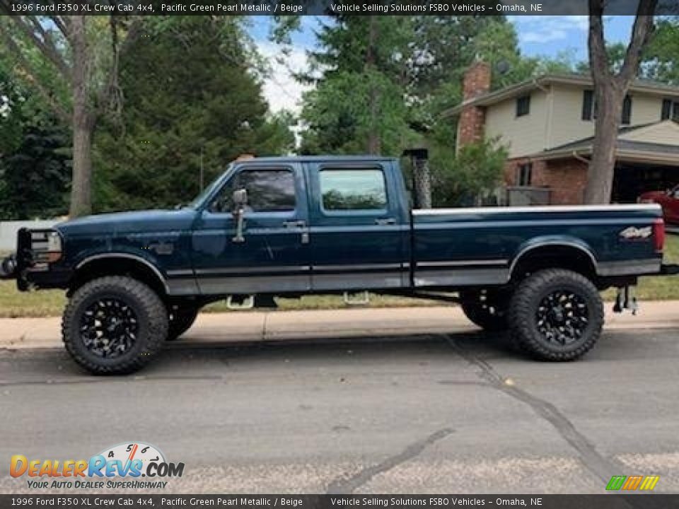 Pacific Green Pearl Metallic 1996 Ford F350 XL Crew Cab 4x4 Photo #1